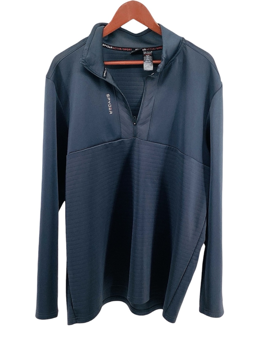 💚 Spyder Men's Dark Gray Quarter-Zip Performance Pullover, Size XL